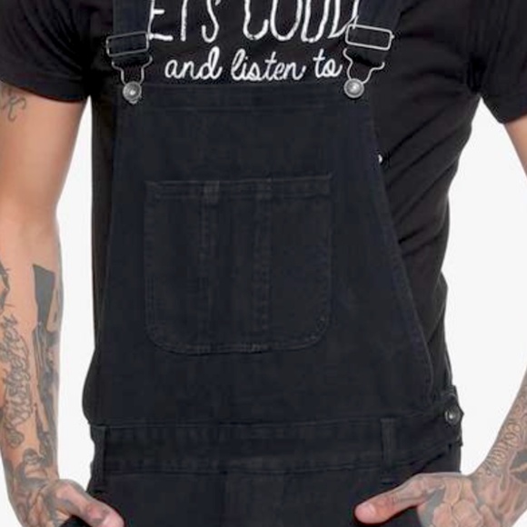 Hot Topic XXX RUDE Black Destructed Overalls - Unisex Size 28 Waist - Picture 4 of 11